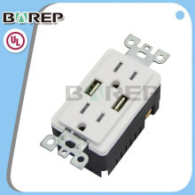 Receptáculo do interruptor padrão das vendas por atacado TR-BAS15-2USB com porta usb